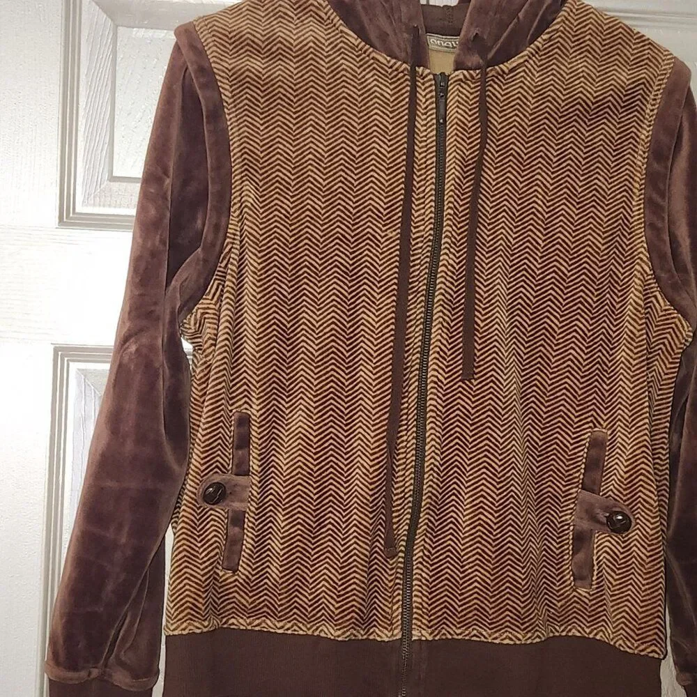 Vintage Chevron Hooded Zip Up Sweater - Picture 1 of 6